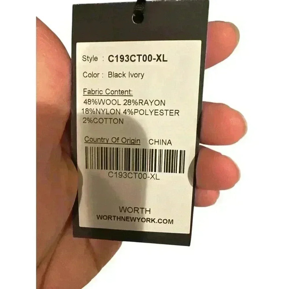 Worth New York Wool Blend Coat Size XL, NWT - Picture 5 of 8